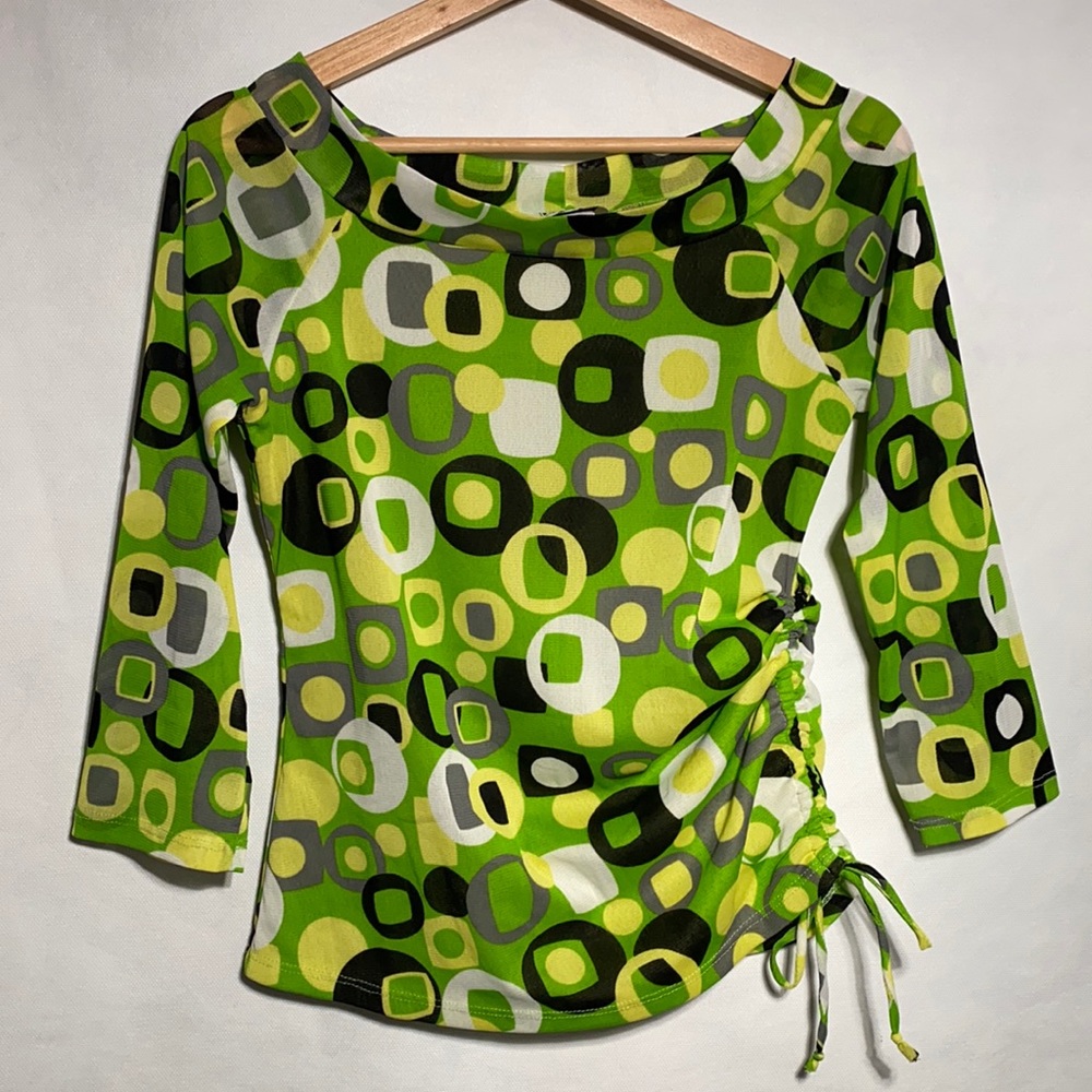 Beware Psychedelic Print Mesh Top - image 1